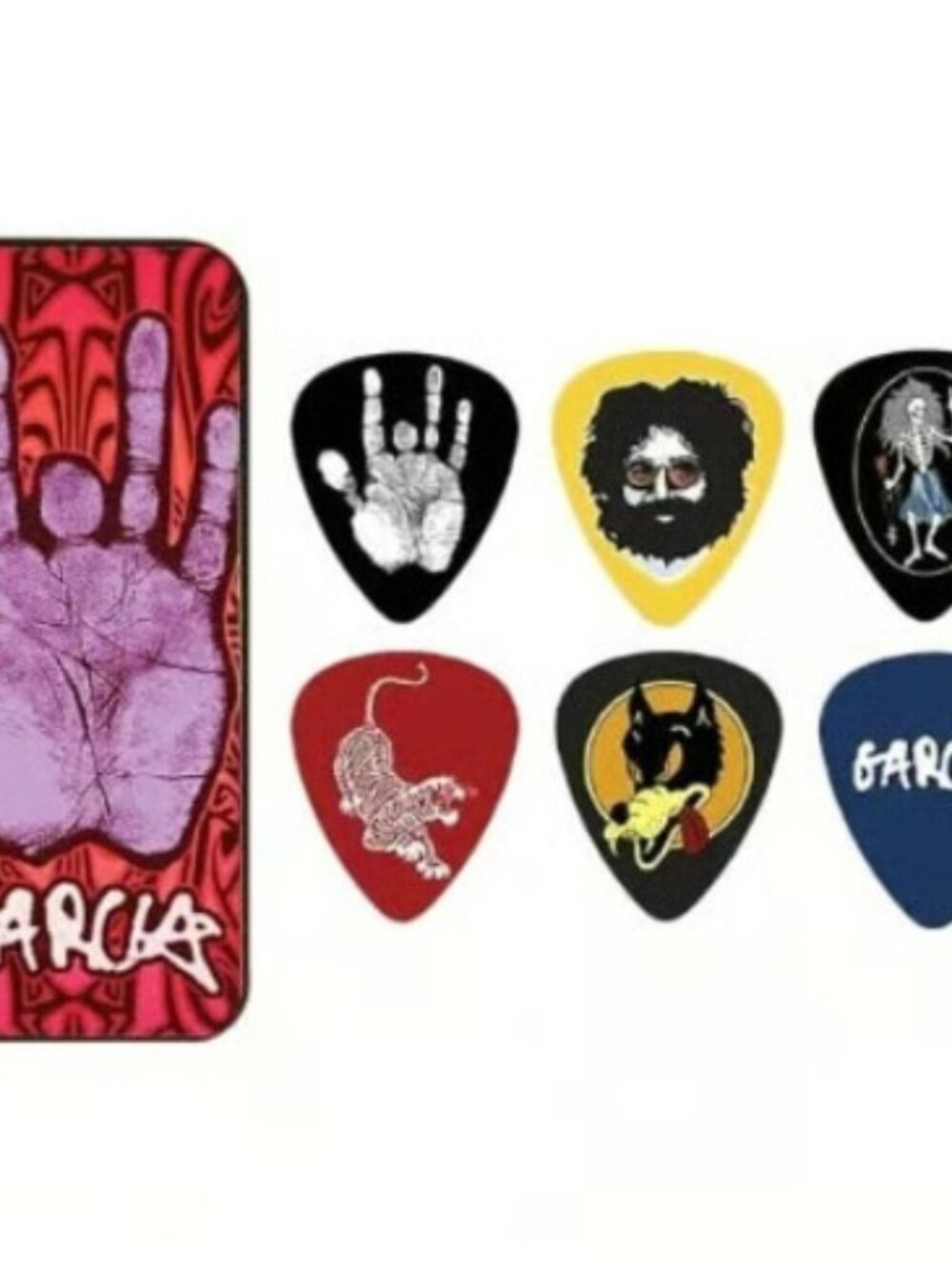 Jerry Garcia Guitar Picks & Tin Set ~ Featuring Iconic Logos ~ New/Sealed!